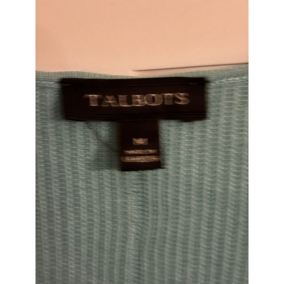 Talbots Womens V-Neck Short Sleeve Knit Sweater Light Blue Cotton Rayon M - Picture 2 of 6